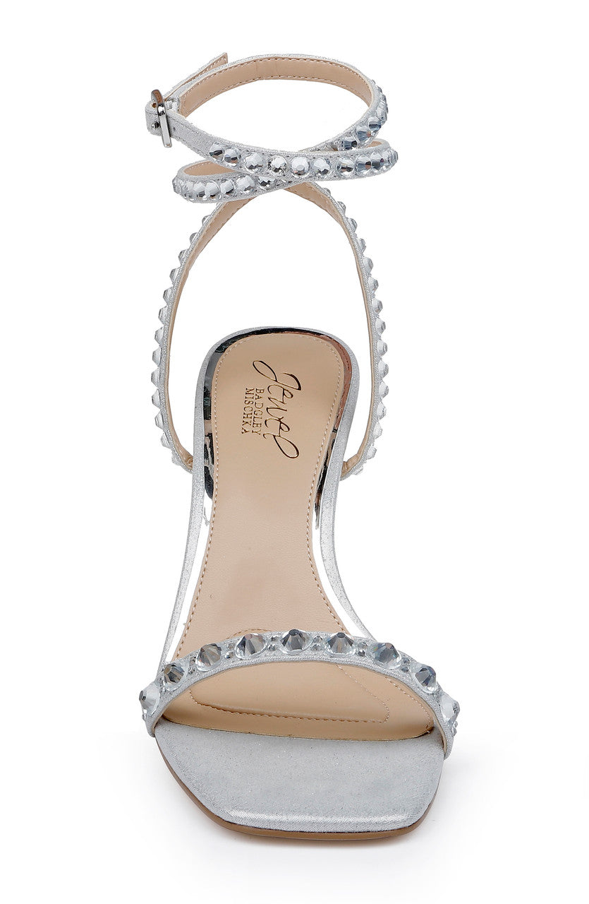 Silver | Hosana Sexy Stiletto with Gemstone-Studded Wraparound Strap