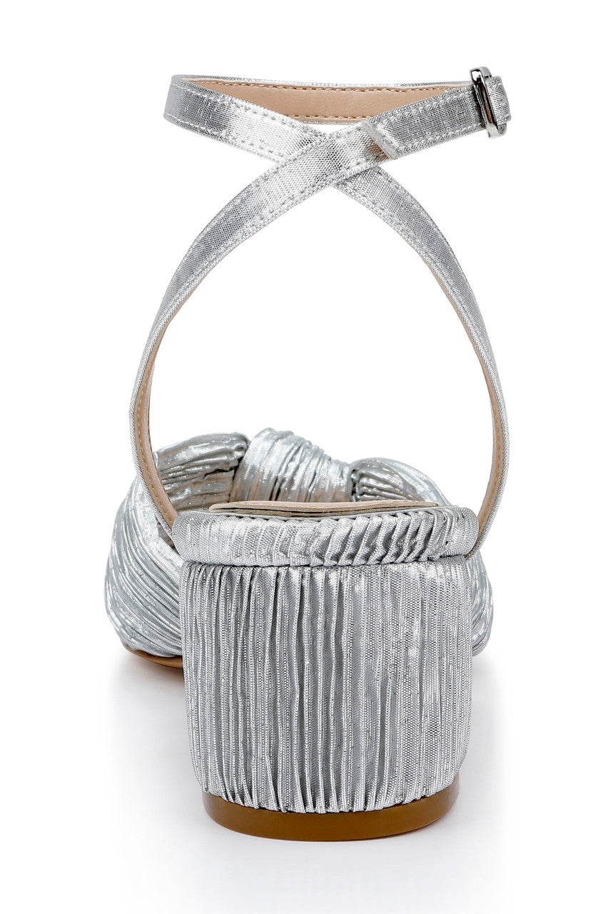 Silver | Hudson Pleated Sandal Back