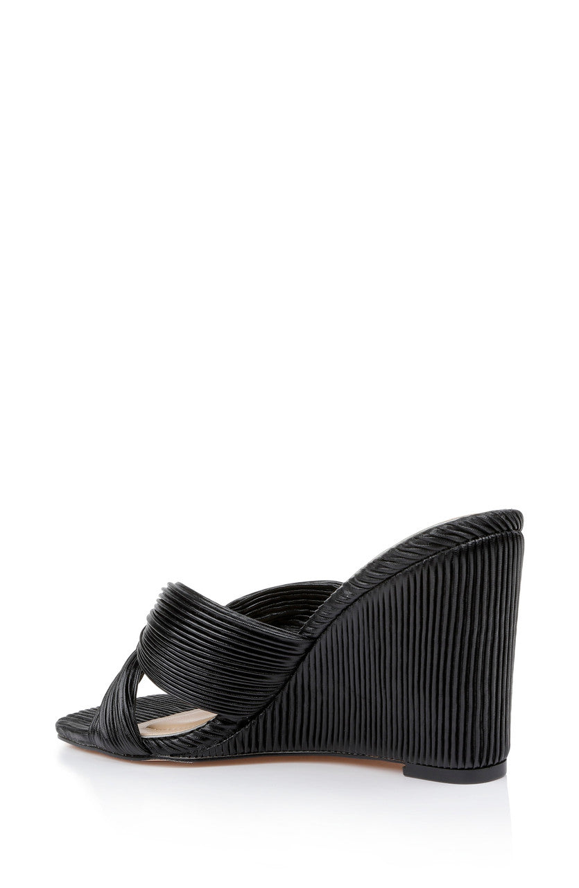 Black | Hype Pleated Wedge Mule