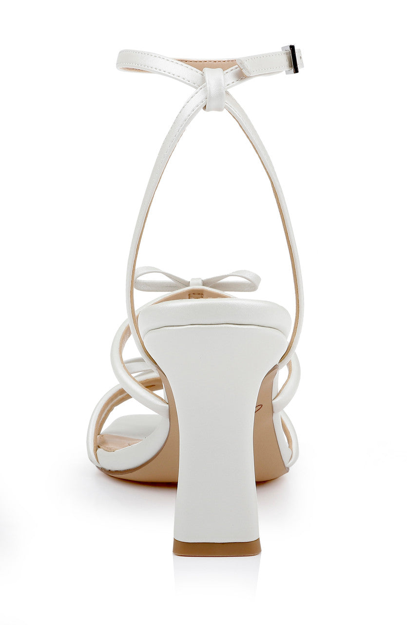 White Matte | Kiyomi II Metallic Delicate Sandal with Bow Straps Back