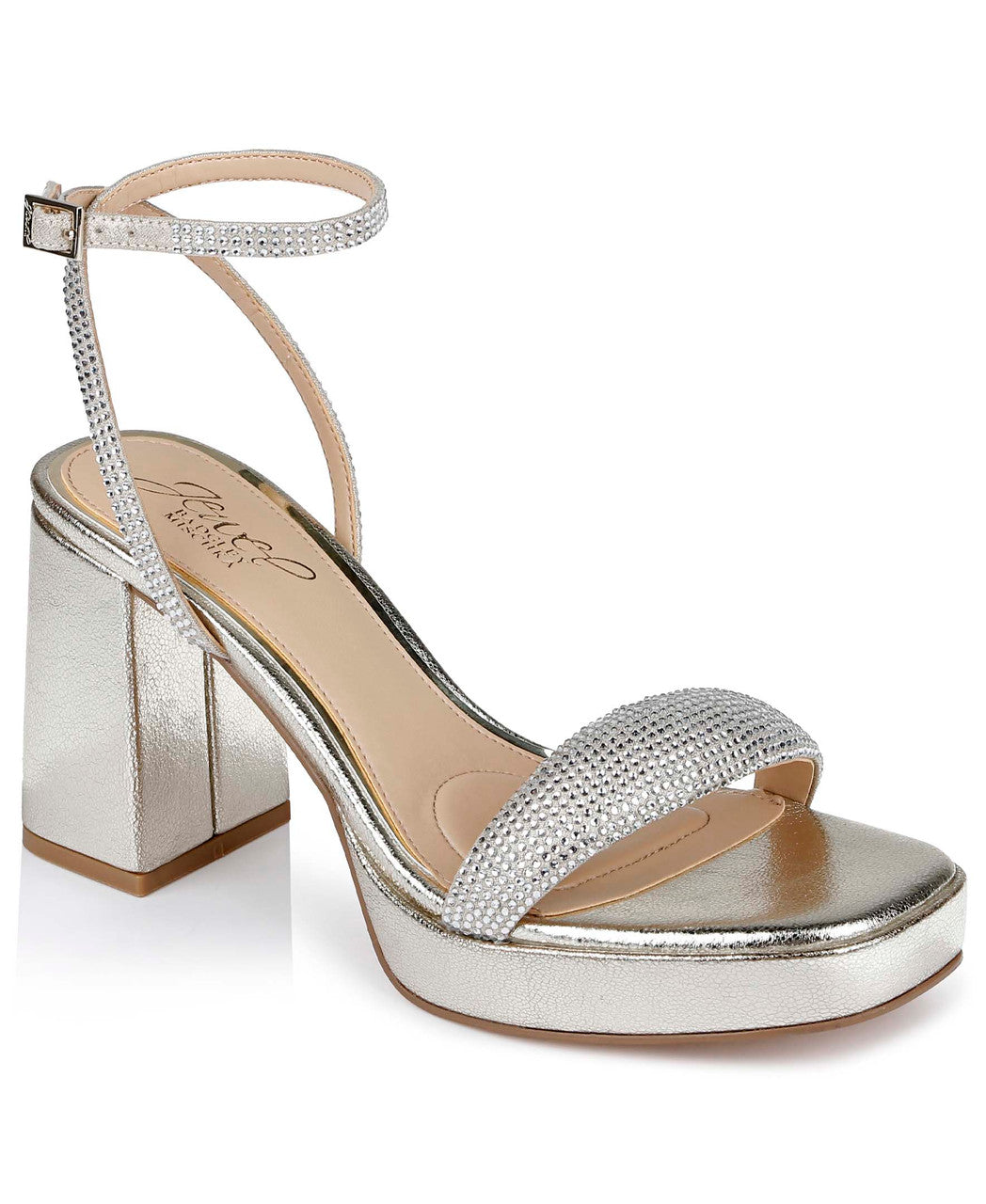 Gold Textile | Teddi Platform Block Heels