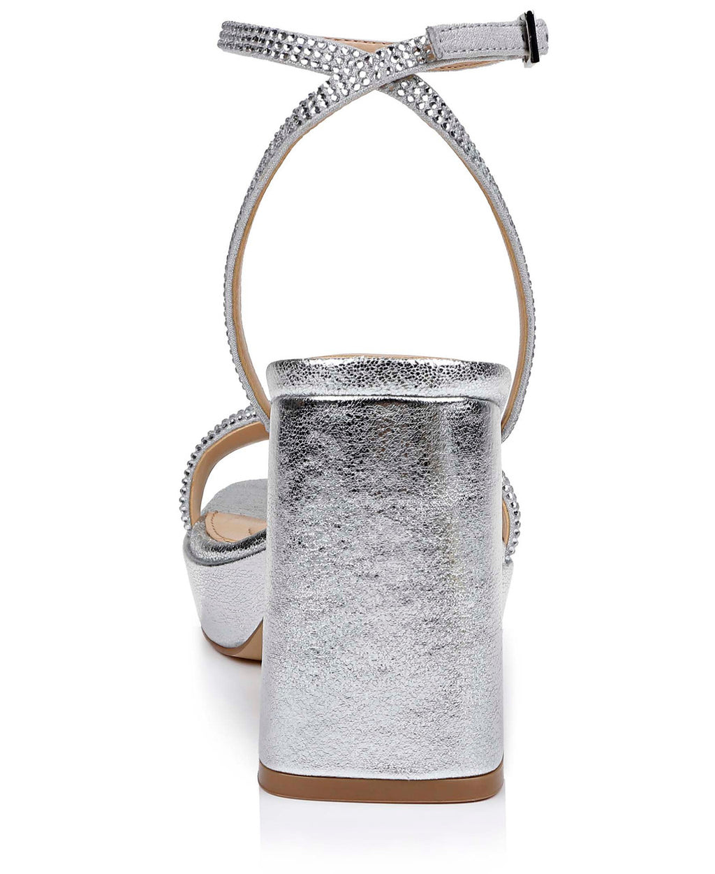 Silver Textile | Teddi Platform Block Heels