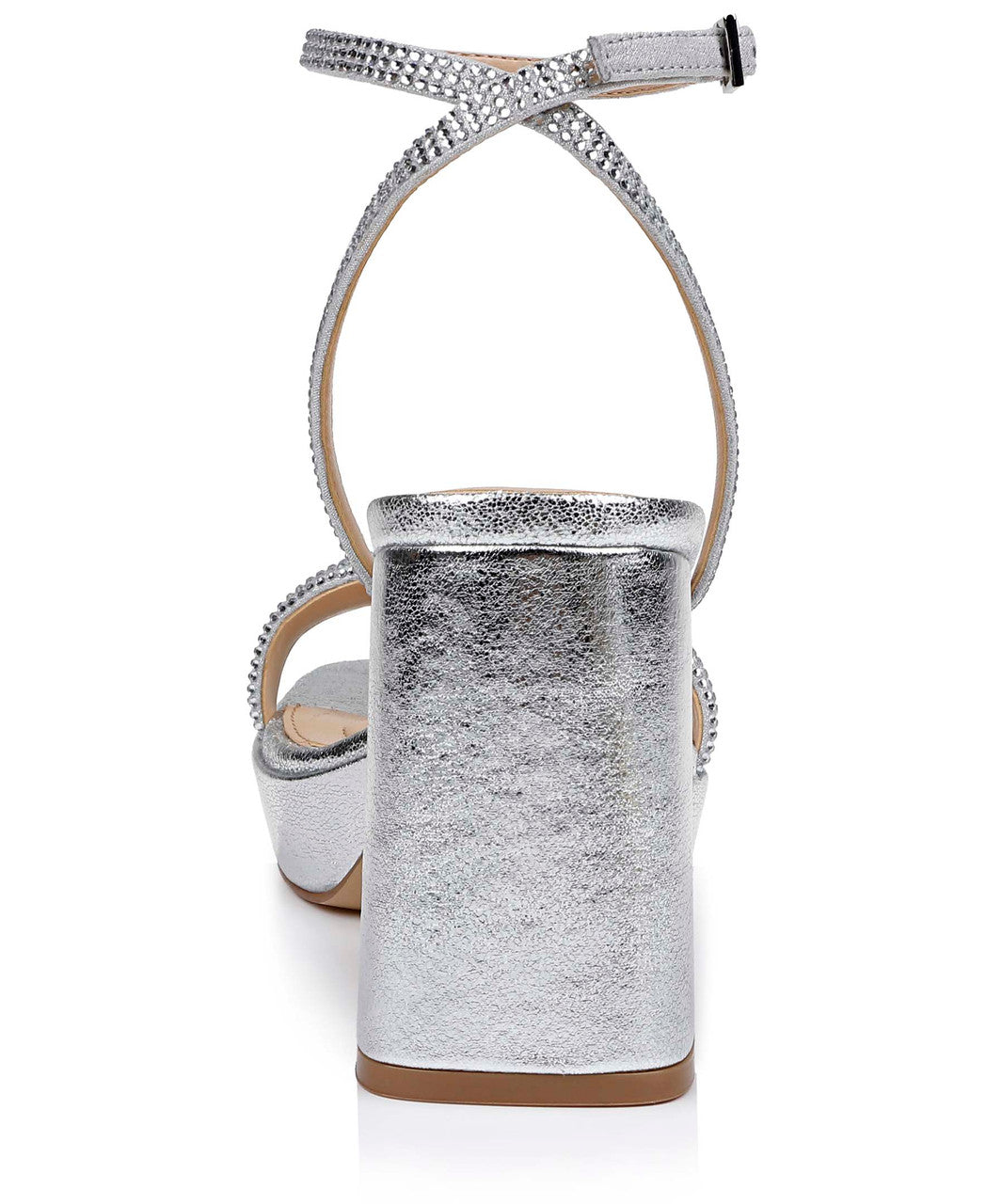 Silver Textile | Teddi Platform Block Heels