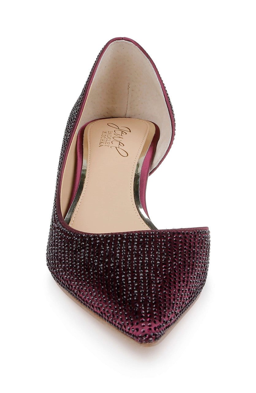Bordeaux Satin | Teegan Pointed Toe Kitten Heel Pumps Front