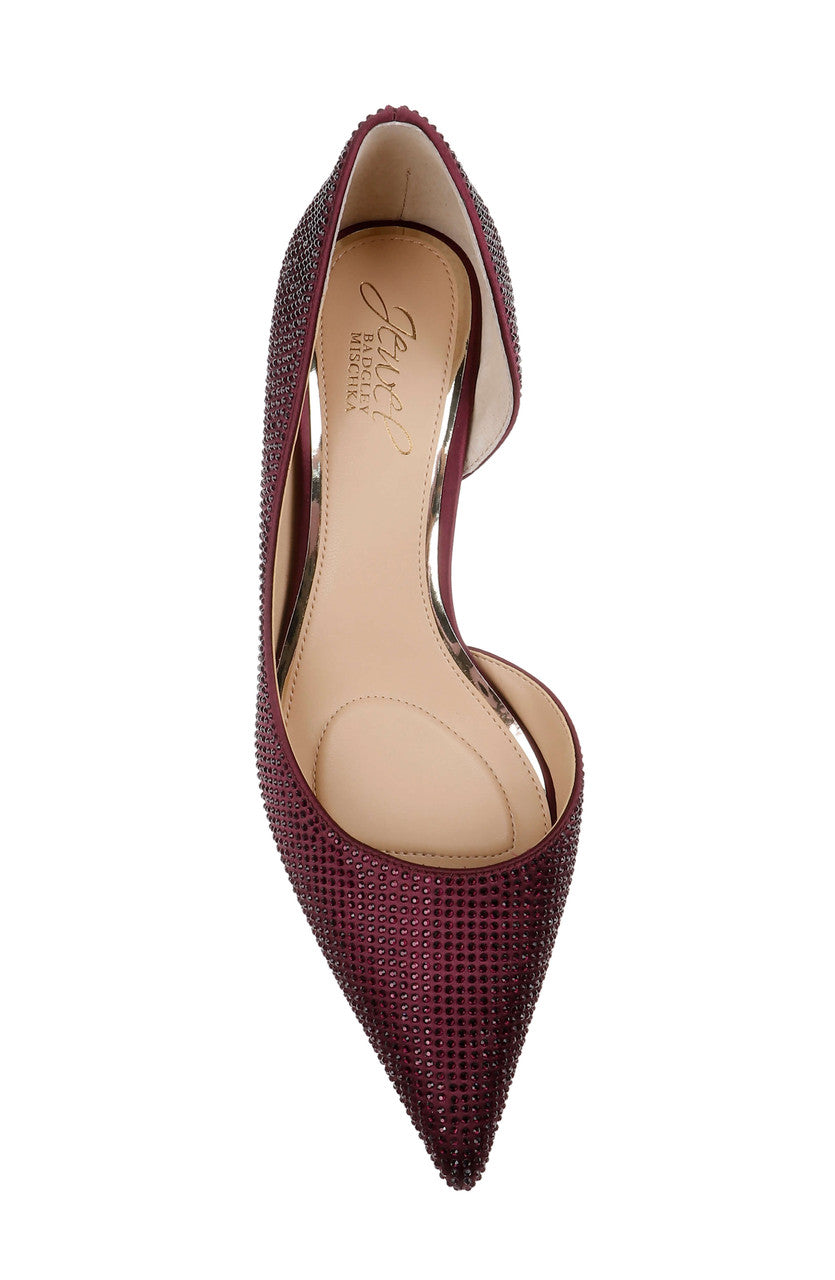 Bordeaux Satin | Teegan Pointed Toe Kitten Heel Pumps Top