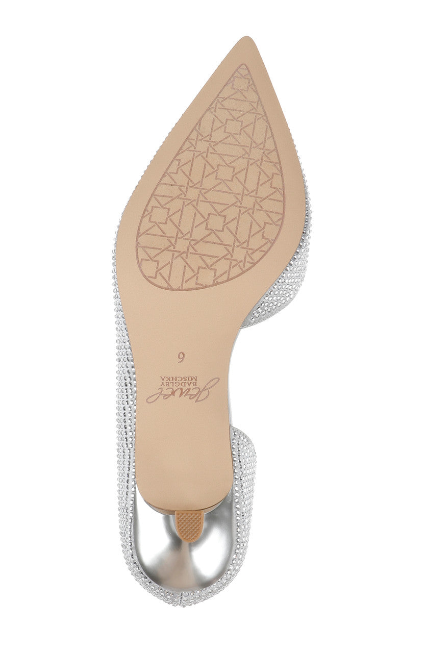 Silver | Teegan Pointed Toe Kitten Heel Pumps Sole