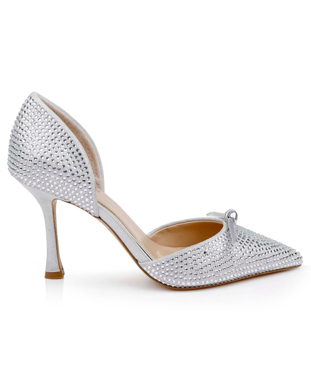 Silver Textile | Terresa D'Orsay Stiletto Pumps