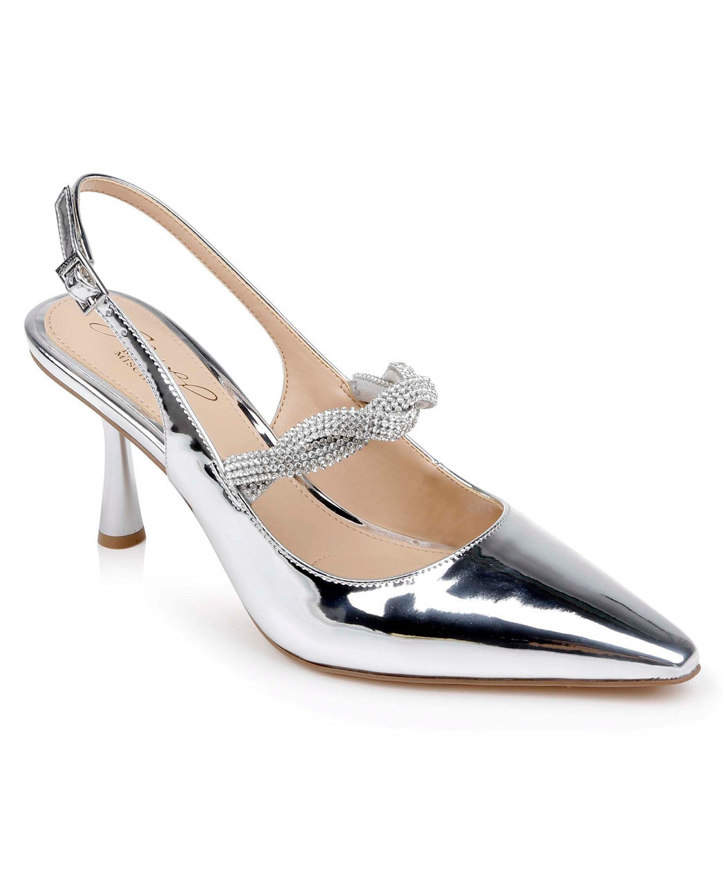 Silver Disco | Tierney Braided Slingback Pumps