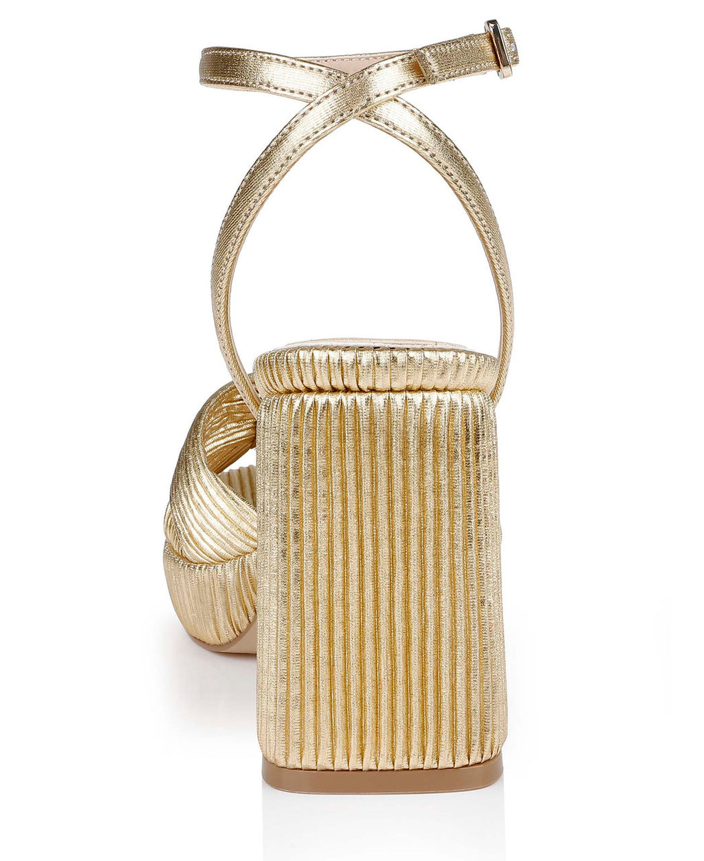 Gold Fabric | Tyler Ribbed Open Toe Block Heels Back