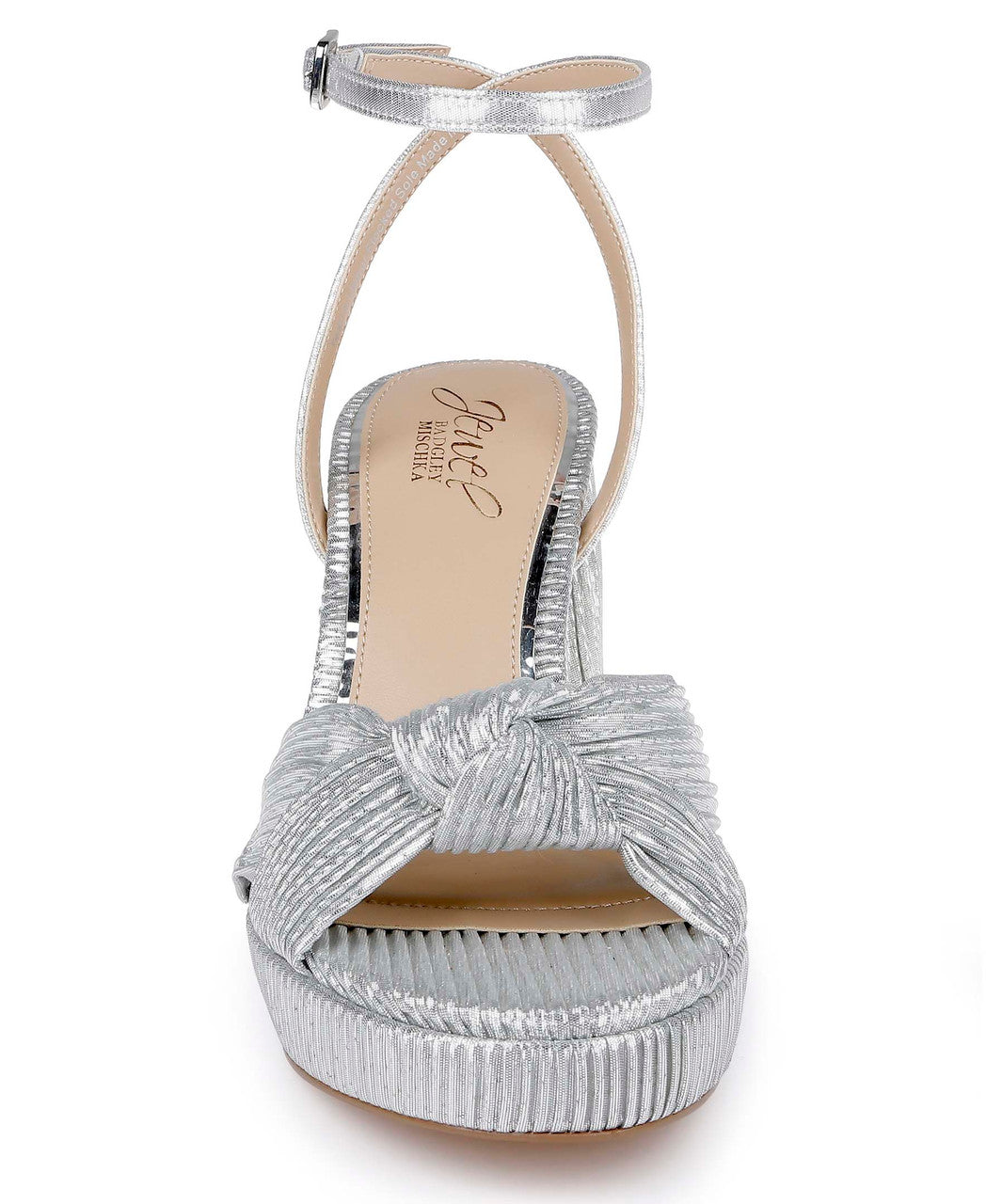 Silver Fabric | Tyler Ribbed Open Toe Block Heels