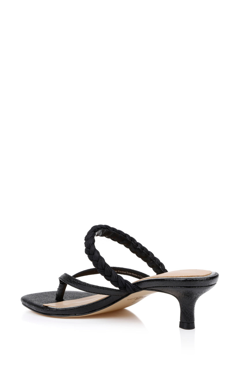 Black Metallic | Nadya Kitten Heel Thong Sandals Back Side
