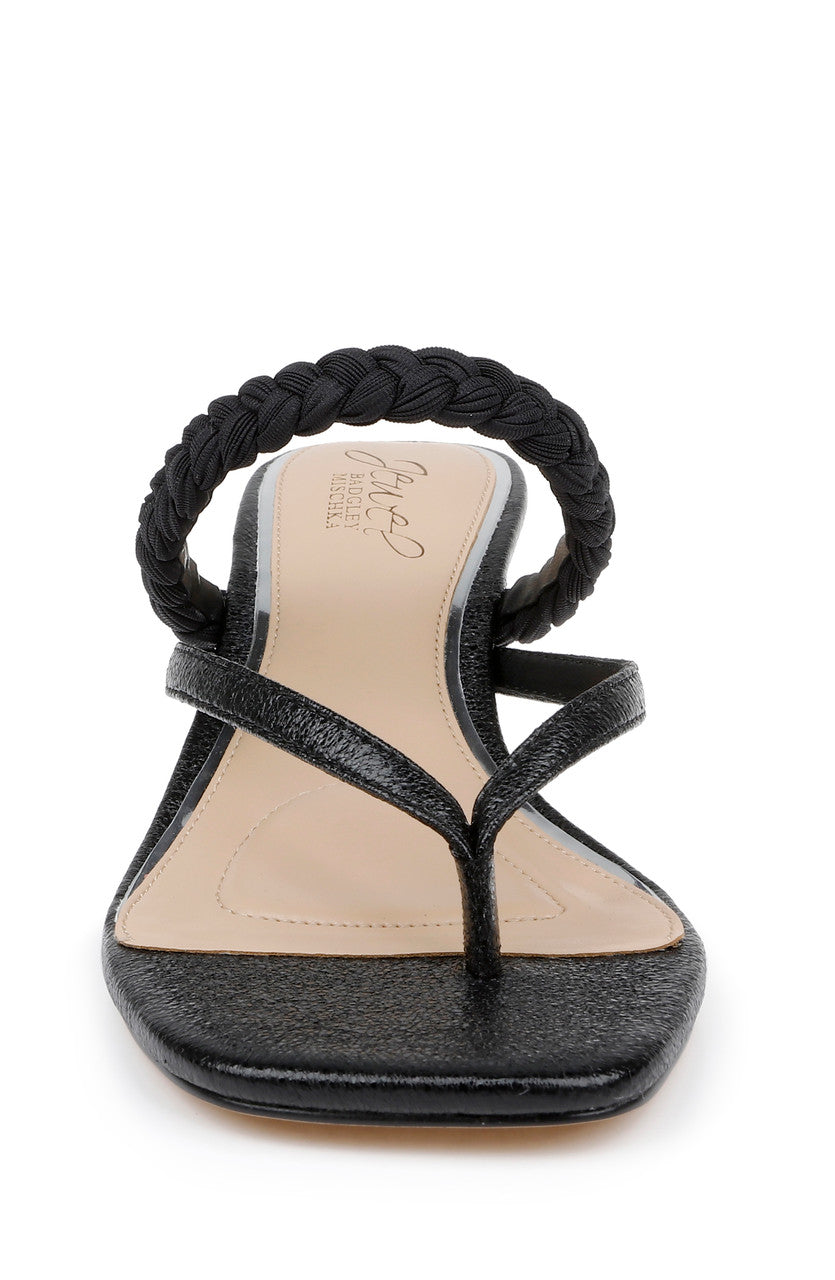 Black Metallic | Nadya Kitten Heel Thong Sandals Front