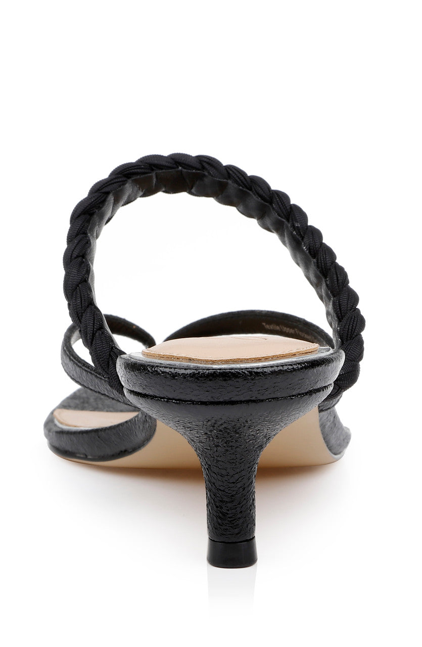 Black Metallic | Nadya Kitten Heel Thong Sandals Back