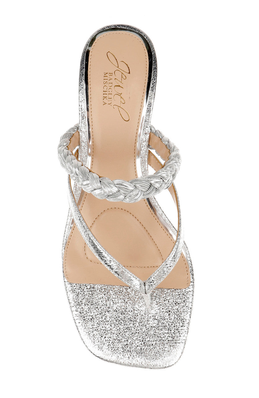 Silver Metallic | Nadya Kitten Heel Thong Sandals Top
