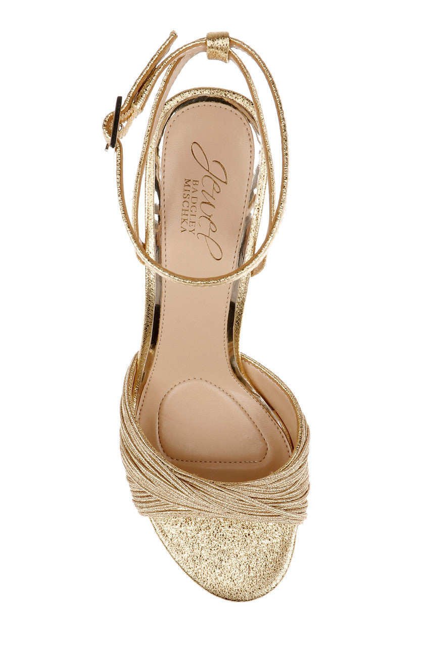 Gold Textile | Nannette Ankle Strap Sandals Top