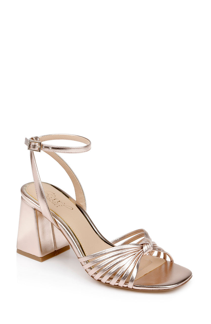 Rose Leather | Nariah Cage Block Heel Sandals Front Side