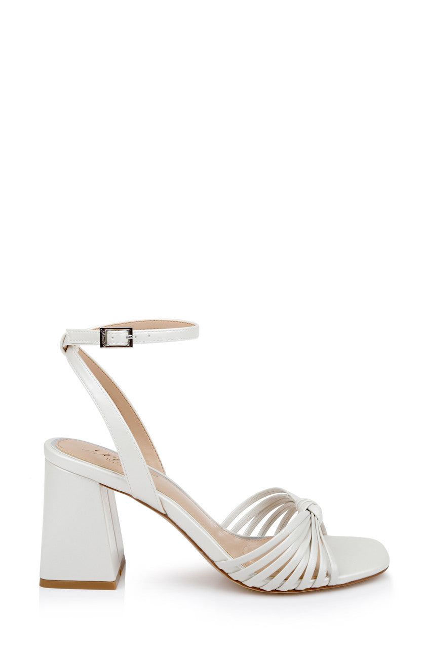 White Matte | Nariah Cage Block Heel Sandals Side