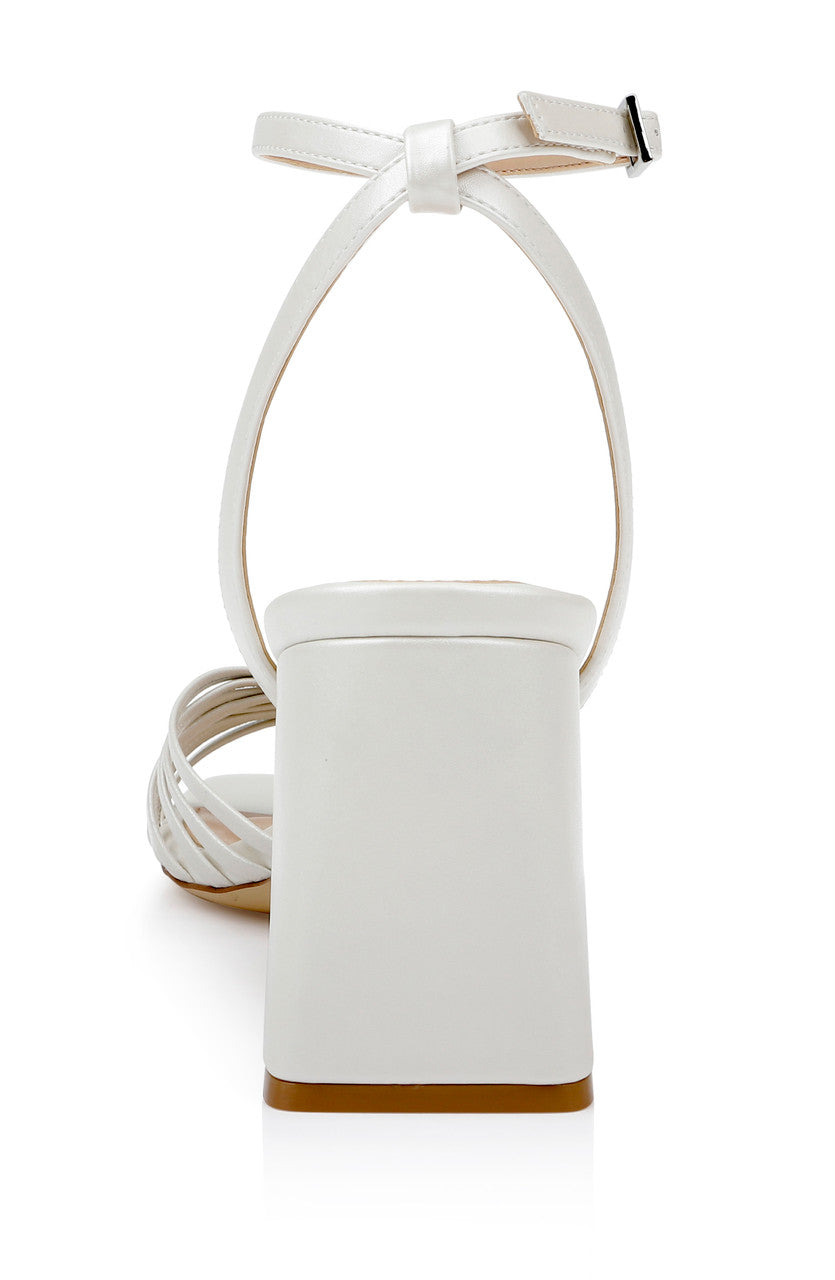 White Matte | Nariah Cage Block Heel Sandals Back
