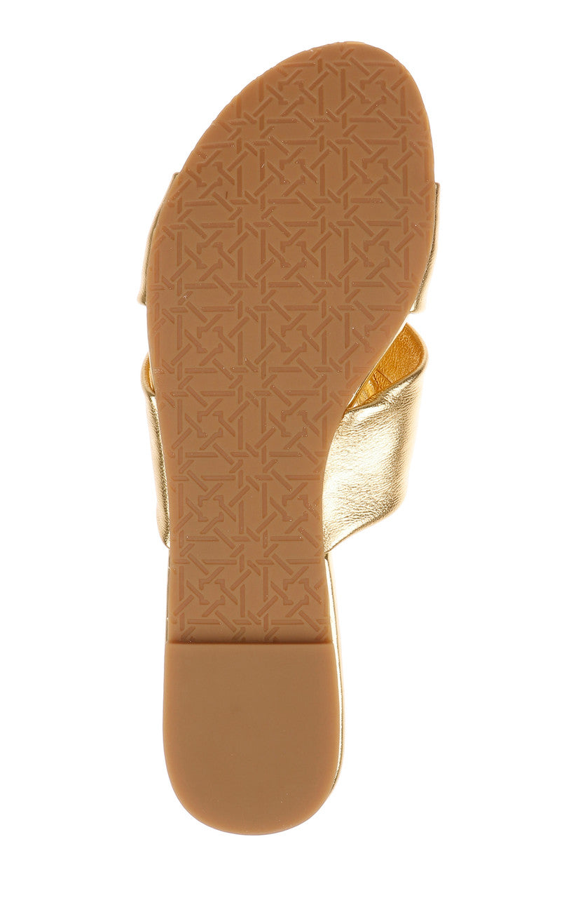 Gold Leather | Nicolet Flat Slide Sandals Sole