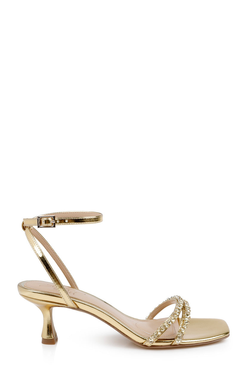 Gold Metallic | Nayla Kitten Heel Sandals Side