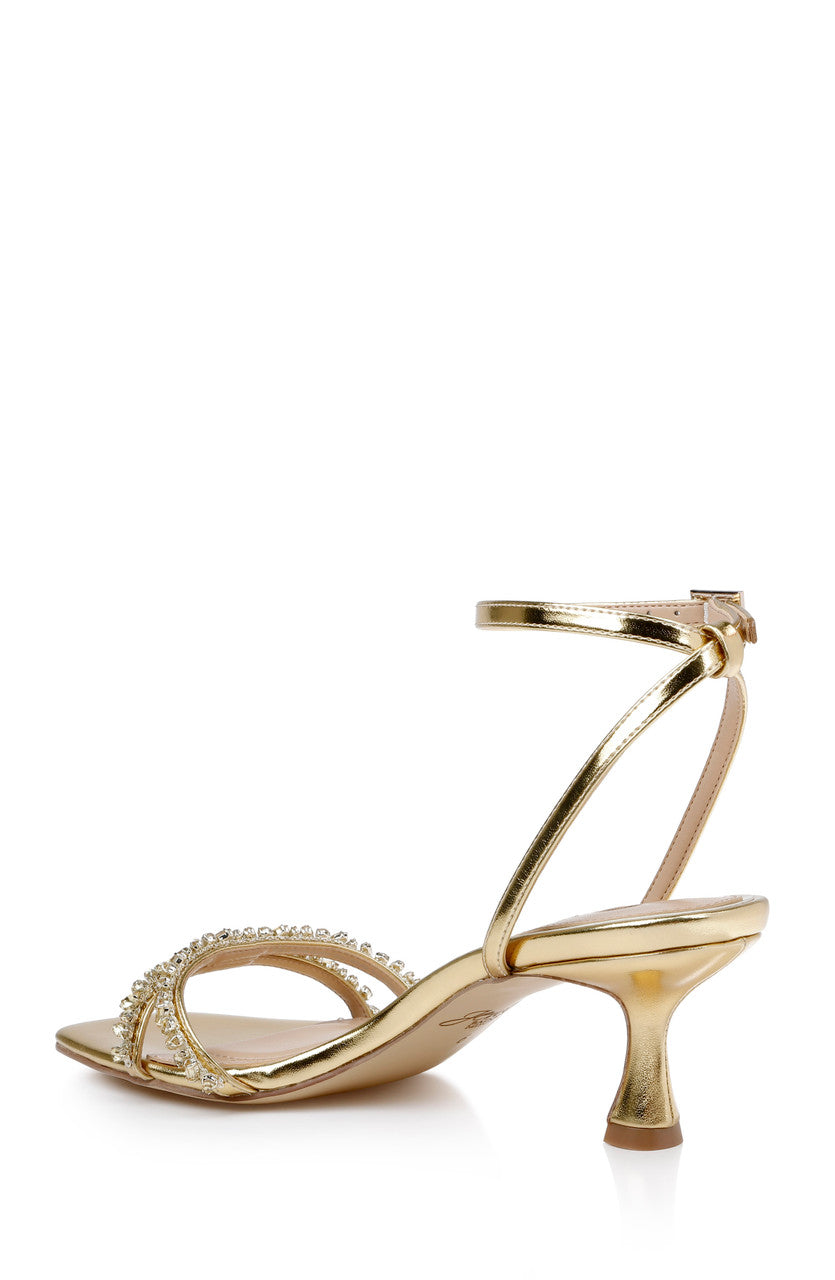 Gold Metallic | Nayla Kitten Heel Sandals Back Side