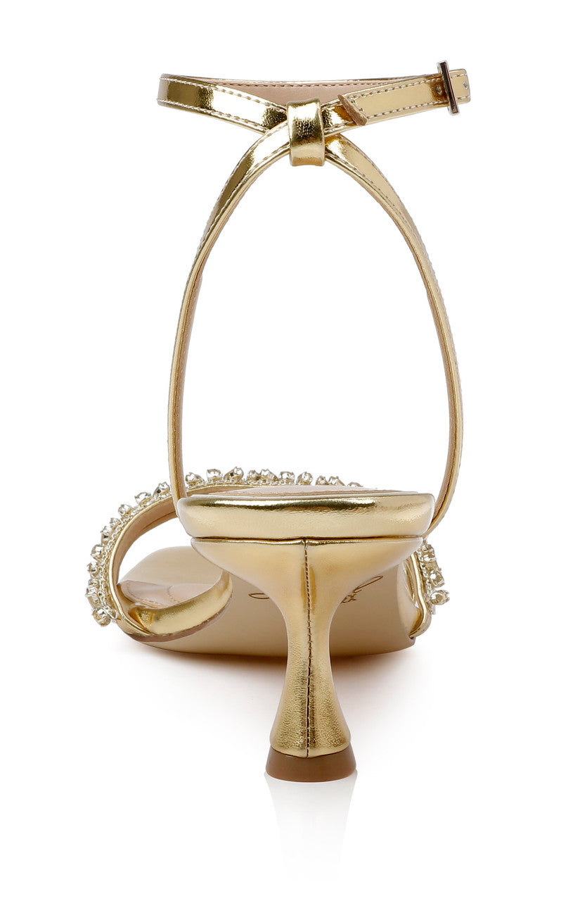 Gold Metallic | Nayla Kitten Heel Sandals Back