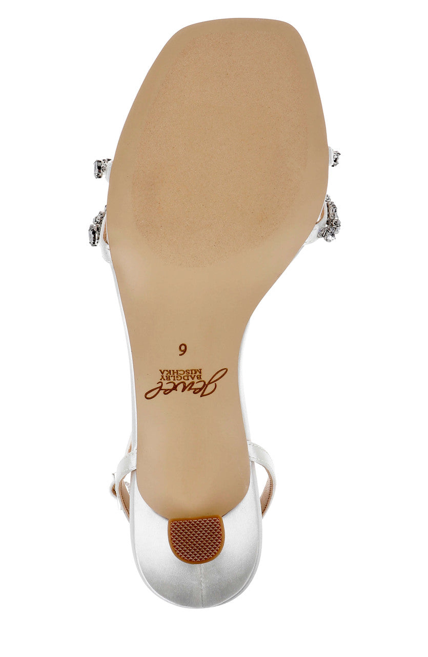 Ivory Satin | Nayla Kitten Heel Sandals Sole