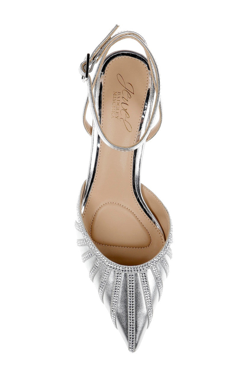 Silver Metallic | Fable Pointed Toe Kitten Heels Top