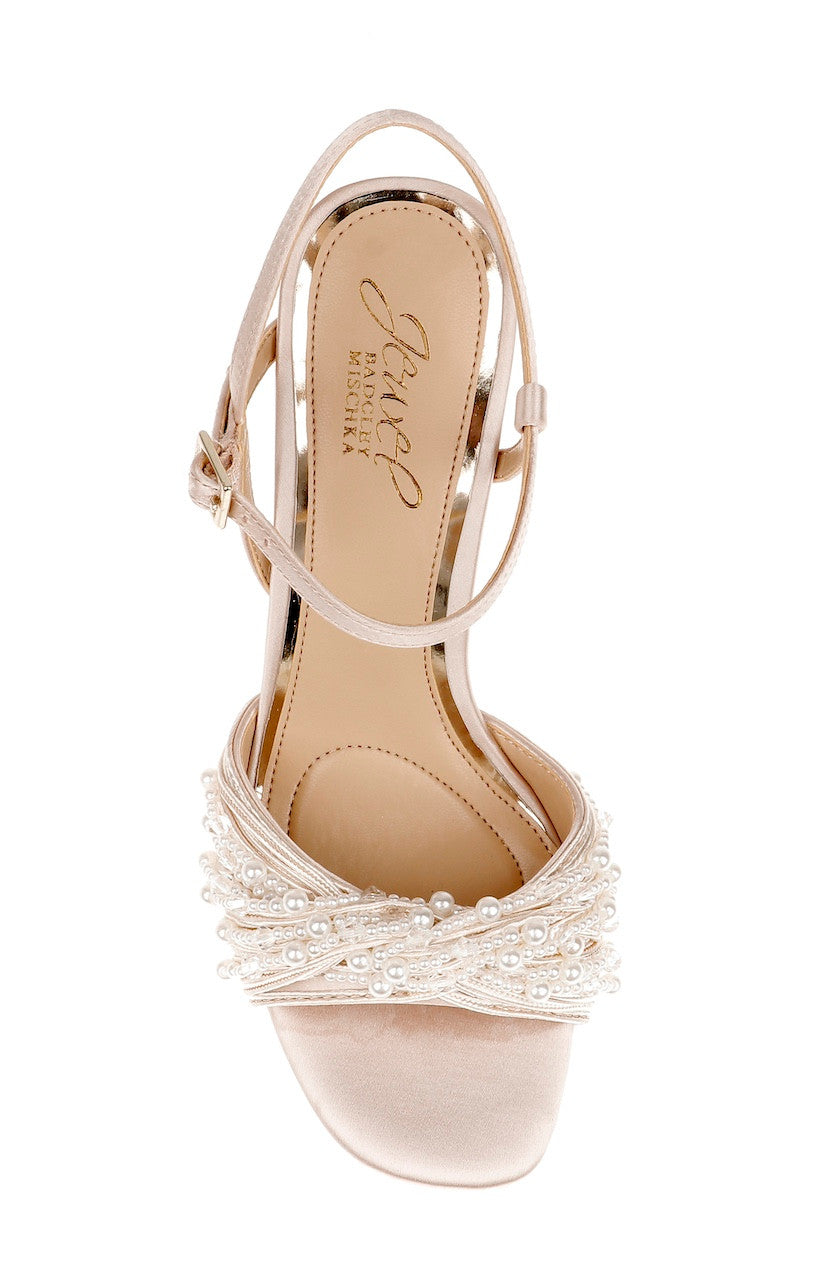 Champagne | Fanny Pearl Stiletto Heel Sandals Top