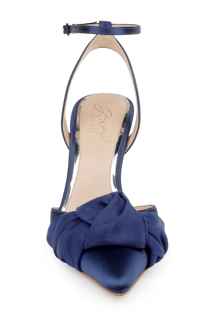 Navy | Federica Ankle Strap Pumps Front