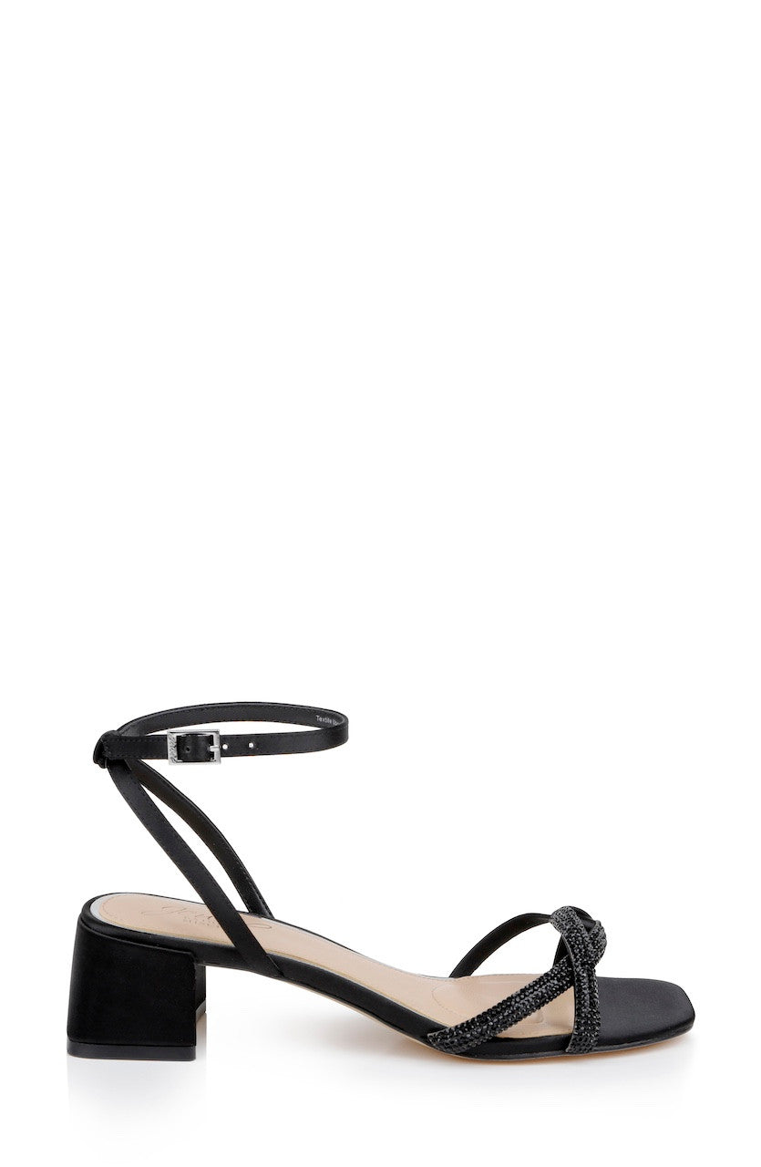 Black | Fern Low Block Heel Sandals Side