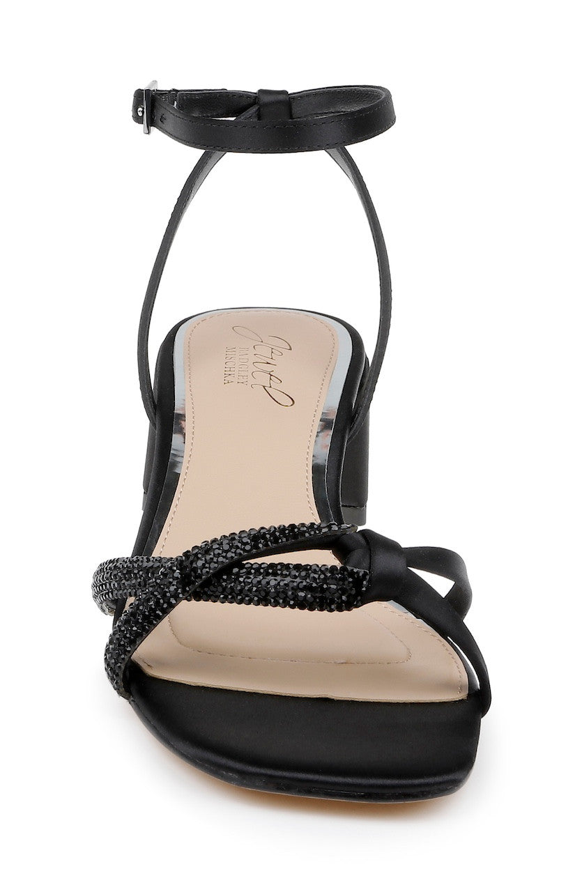 Black | Fern Low Block Heel Sandals Front