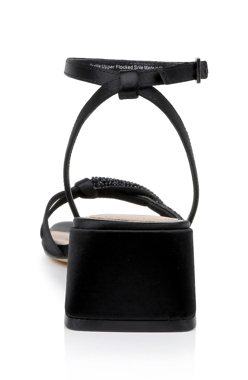 Black | Fern Low Block Heel Sandals Back