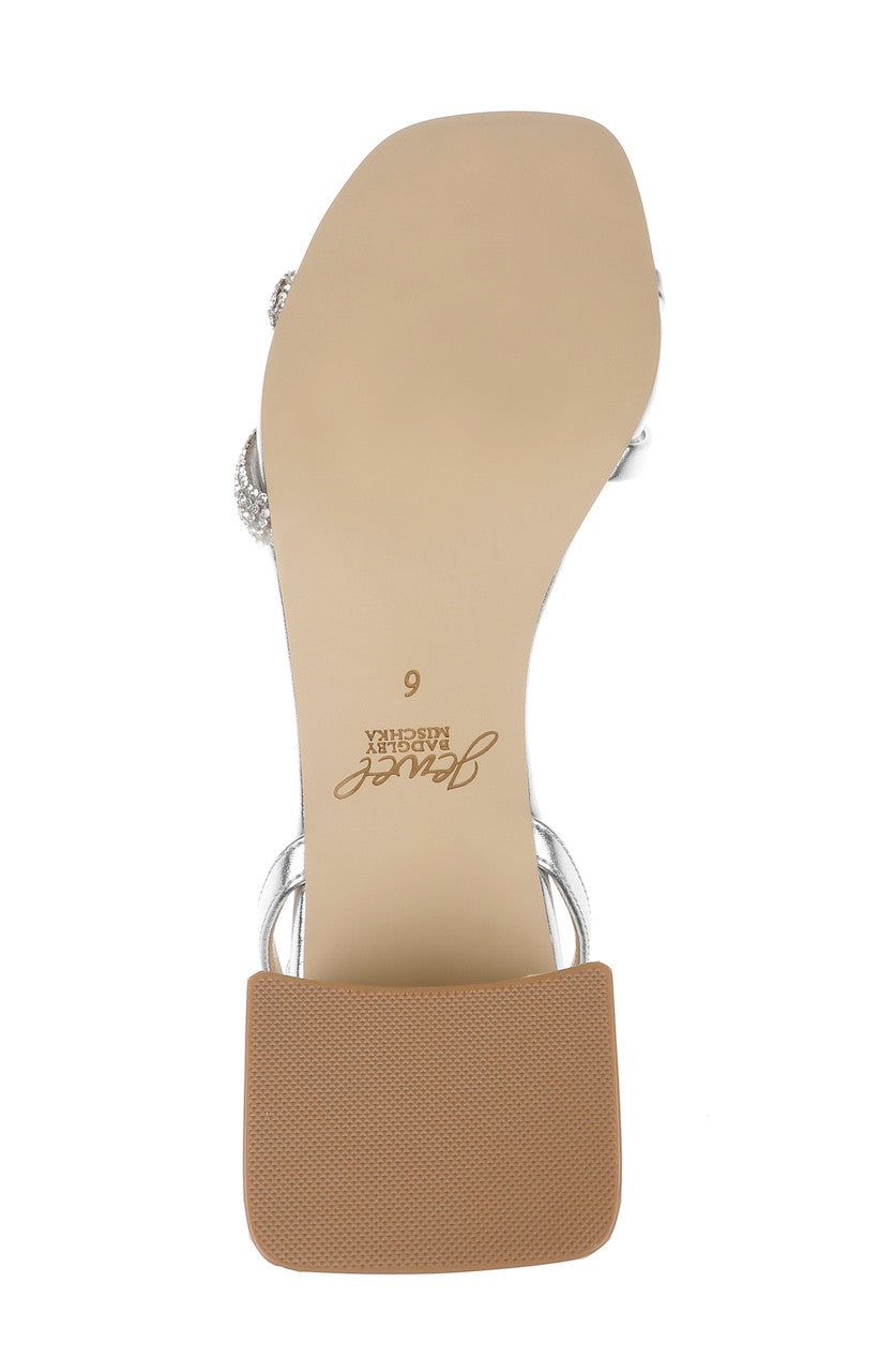 Silver Leather | Fern Low Block Heel Sandals Sole
