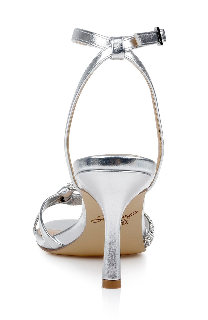 Silver Leather | Fiji Mid Stiletto Heel Sandals Back