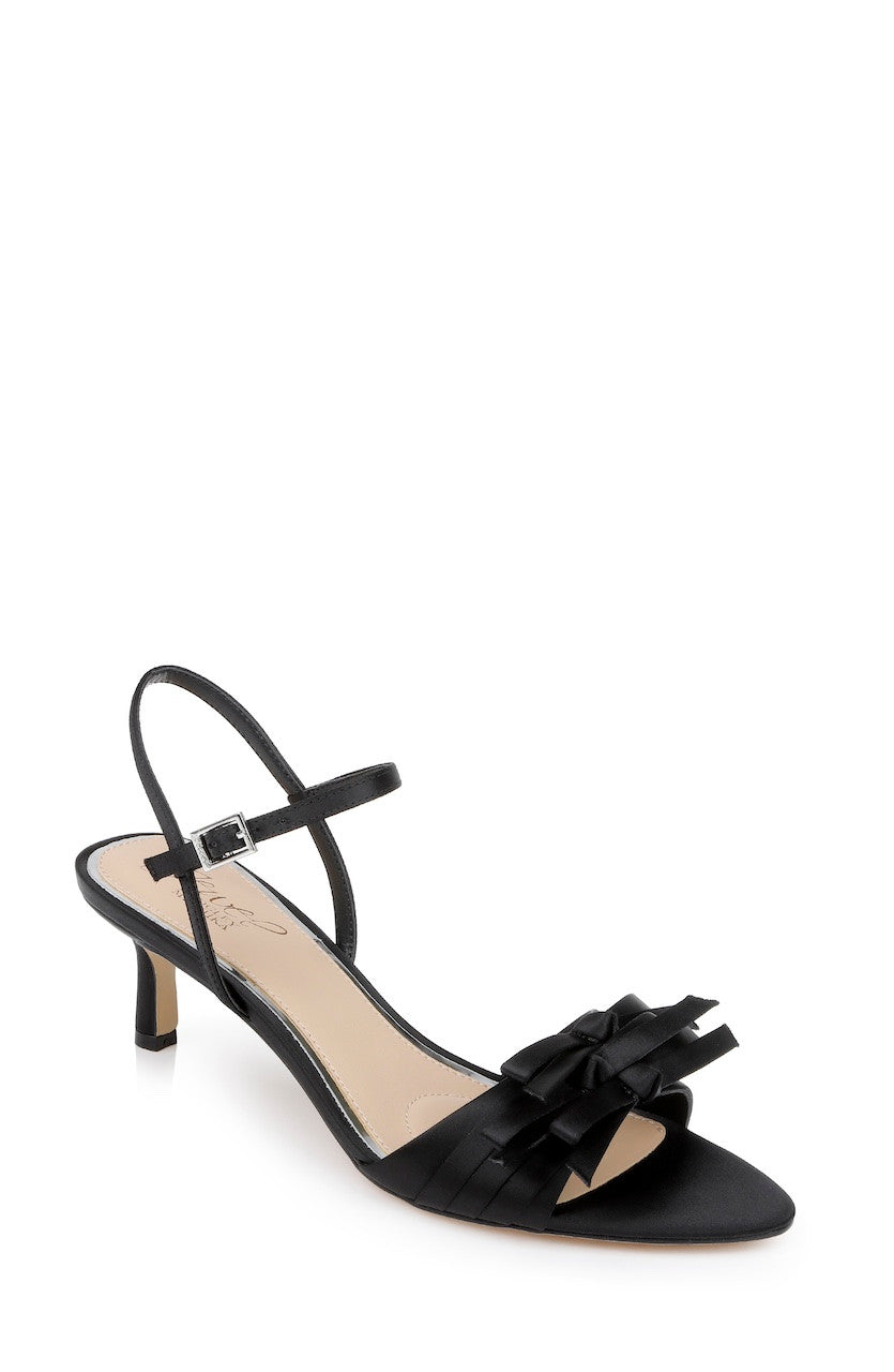 Black | Floribeth Kitten Heel Sandals Front Side