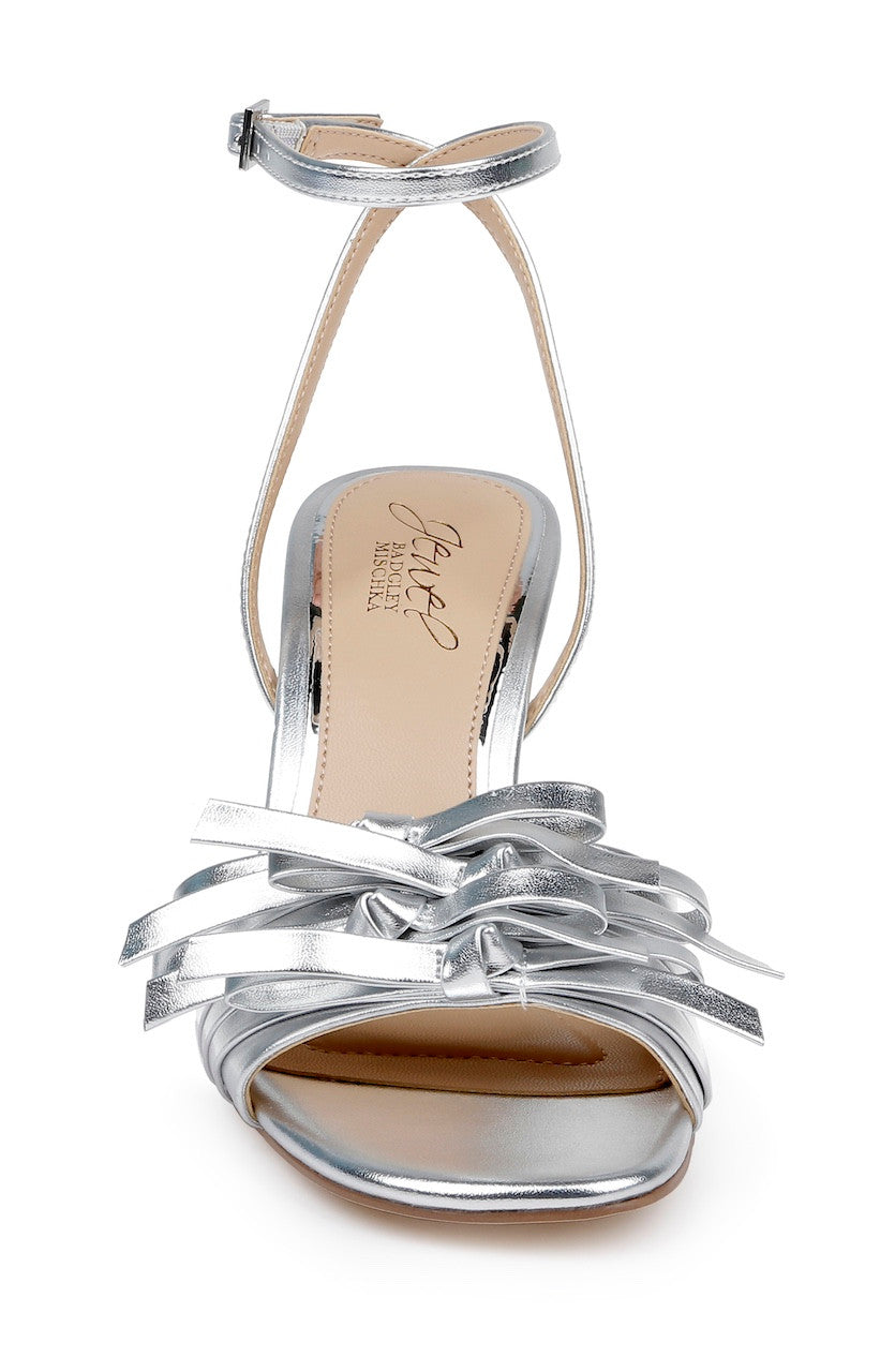 Silver Metallic | Flory Mid Stiletto Heel Sandals Front