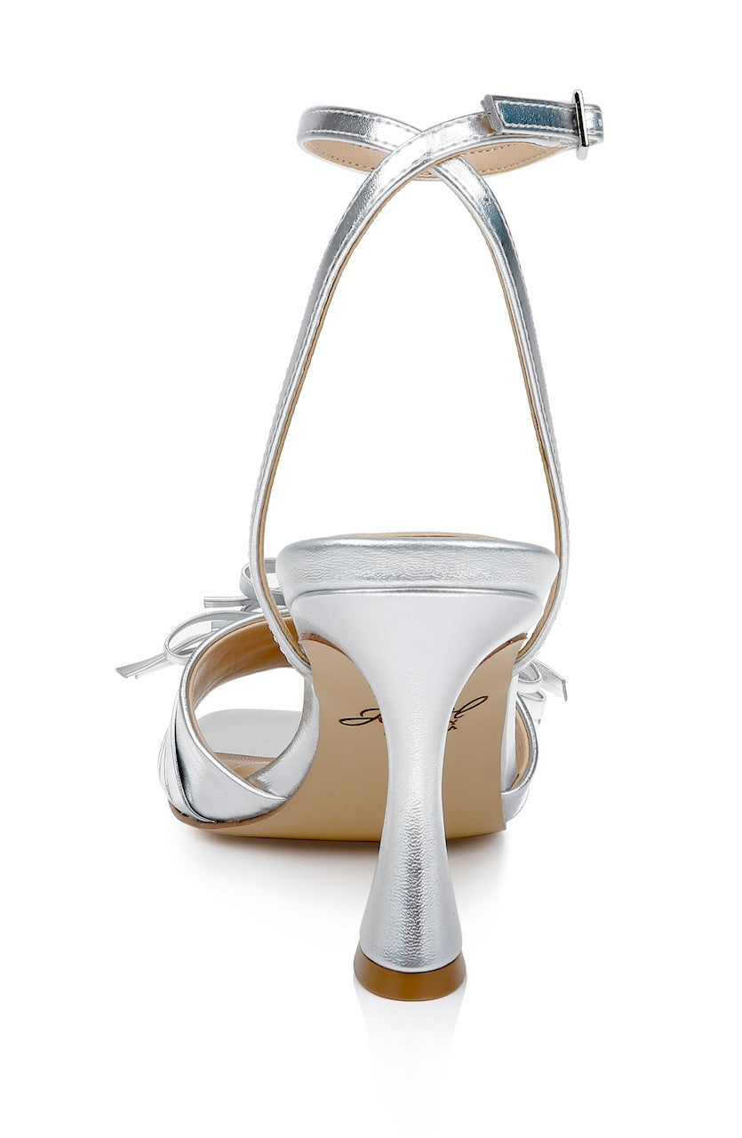Silver Metallic | Flory Mid Stiletto Heel Sandals Back