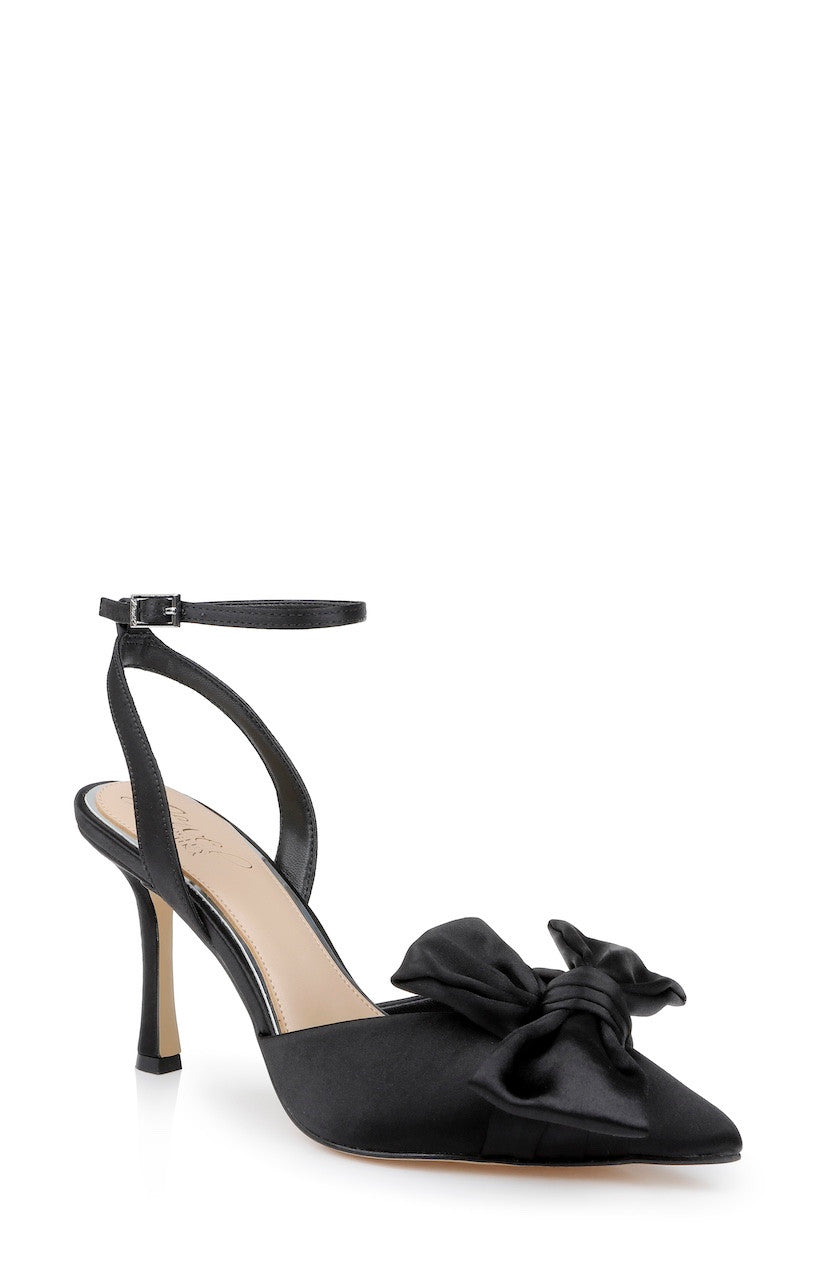 Black | Francine Ankle Strap Pumps Front Side