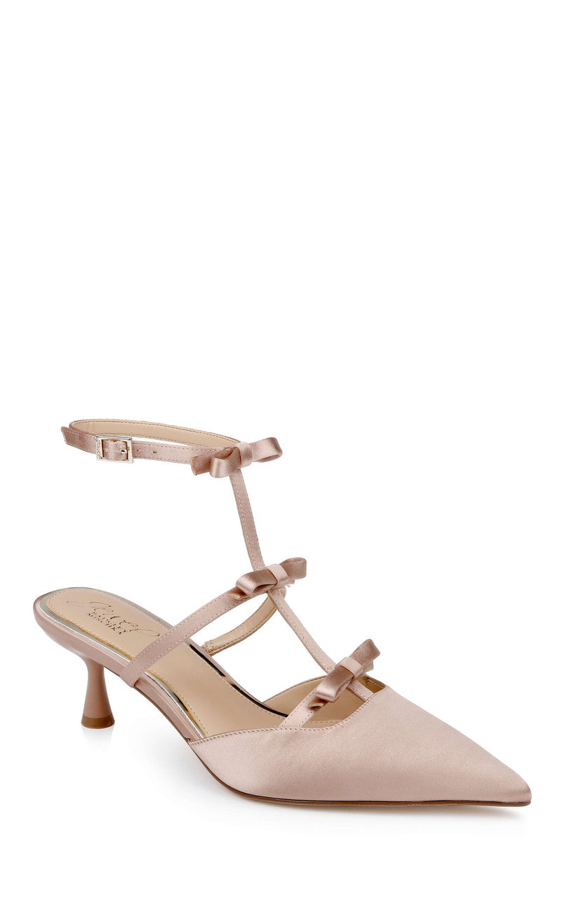 Nude | Elisabetta T-Strap Kitten Heel Pumps Front Side