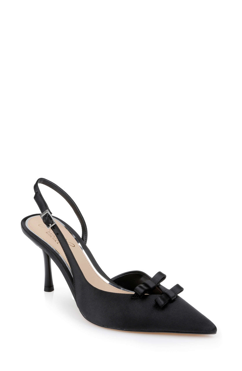 Black | Ellery Pointed Toe Slingback Pumps Front Side