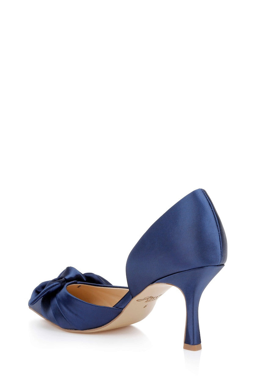 Navy | Emelia Satin Bow d’Orsay Pumps Back Side