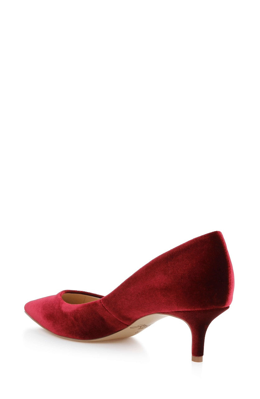 Bordo Velvet | Enola Velvet Kitten Heel Pumps Back Side