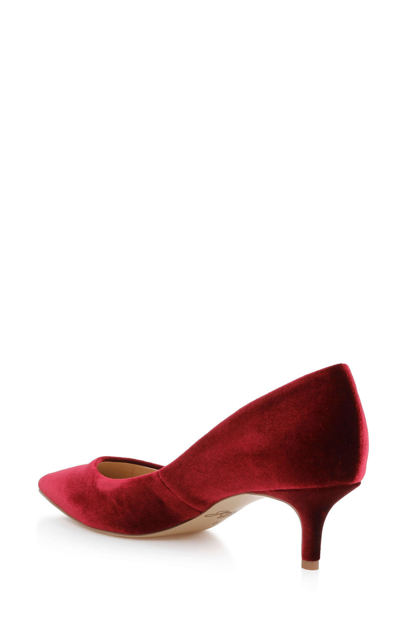 Bordo Velvet | Enola Velvet Kitten Heel Pumps Back Side