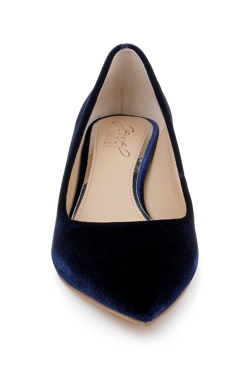 Navy Velvet | Enola Velvet Kitten Heel Pumps Front