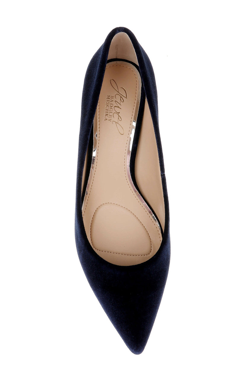 Navy Velvet | Enola Velvet Kitten Heel Pumps Top