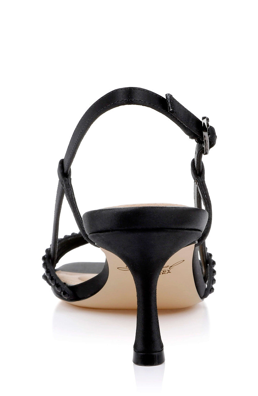 Black Satin | Isabela Strappy Slingback Sandal Back