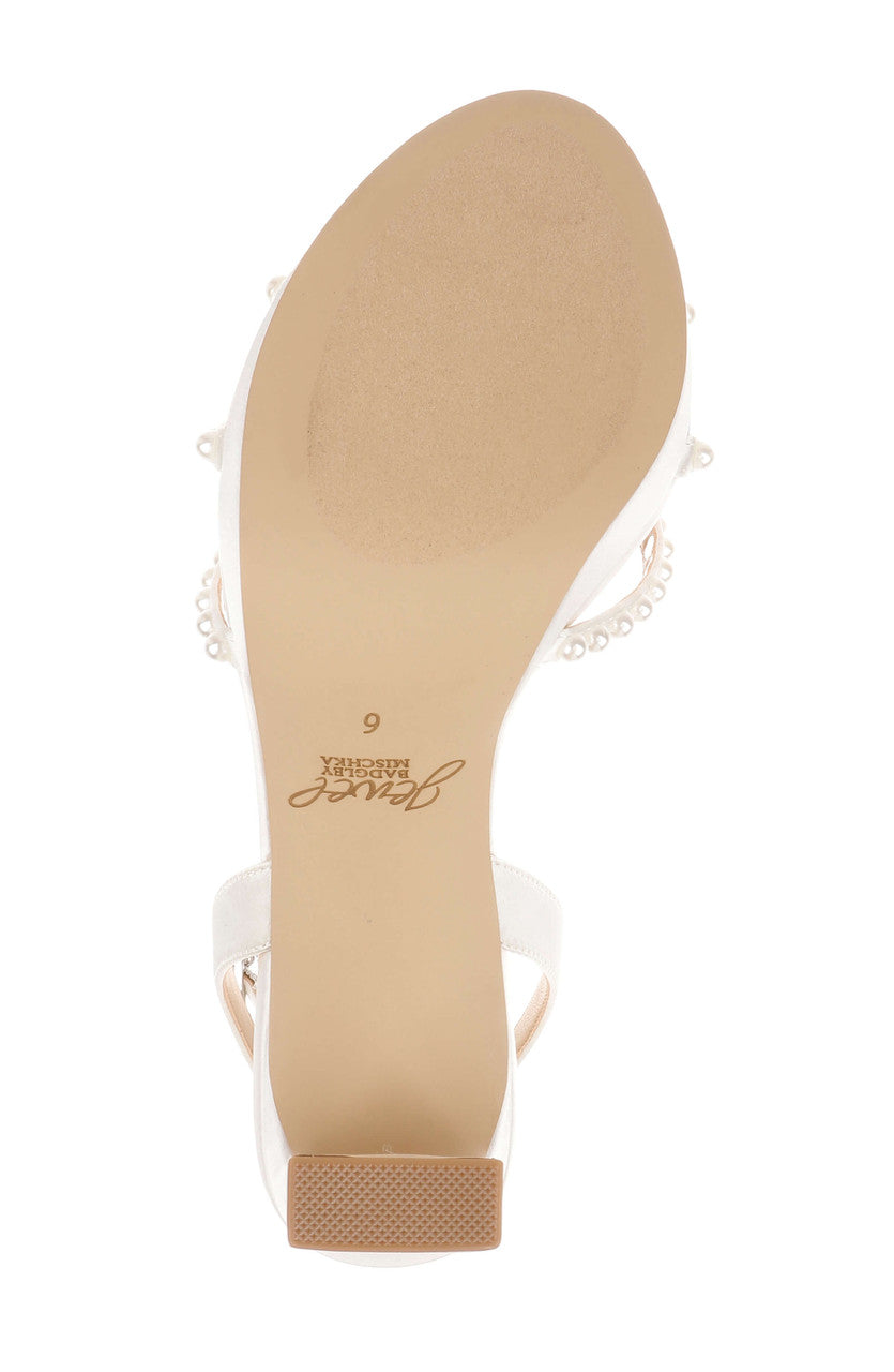 Ivory Satin | Iona Ankle Strap Block Heel Sandal Sole