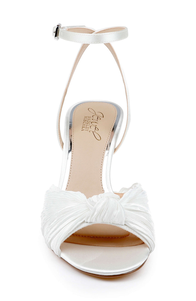 Ibis Pleated Ankle Strap Sandal by Jewel Badgley Mischka