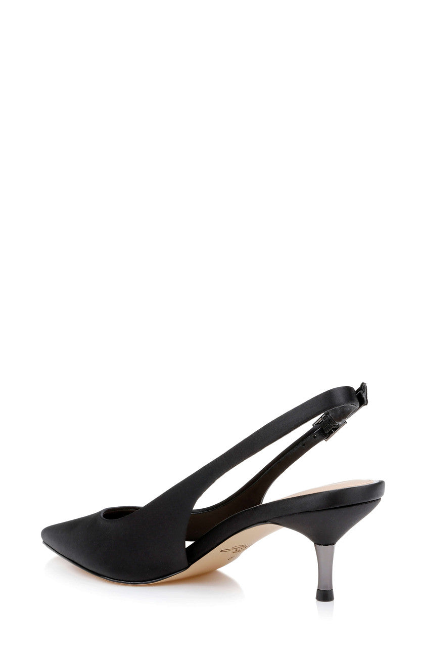 Black Satin | Ilana Slingback Pump Back Side